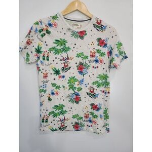 Mens Free‎ Planet Santa Surfing Hawaiian Tropical Christmas T Shirt Size Small